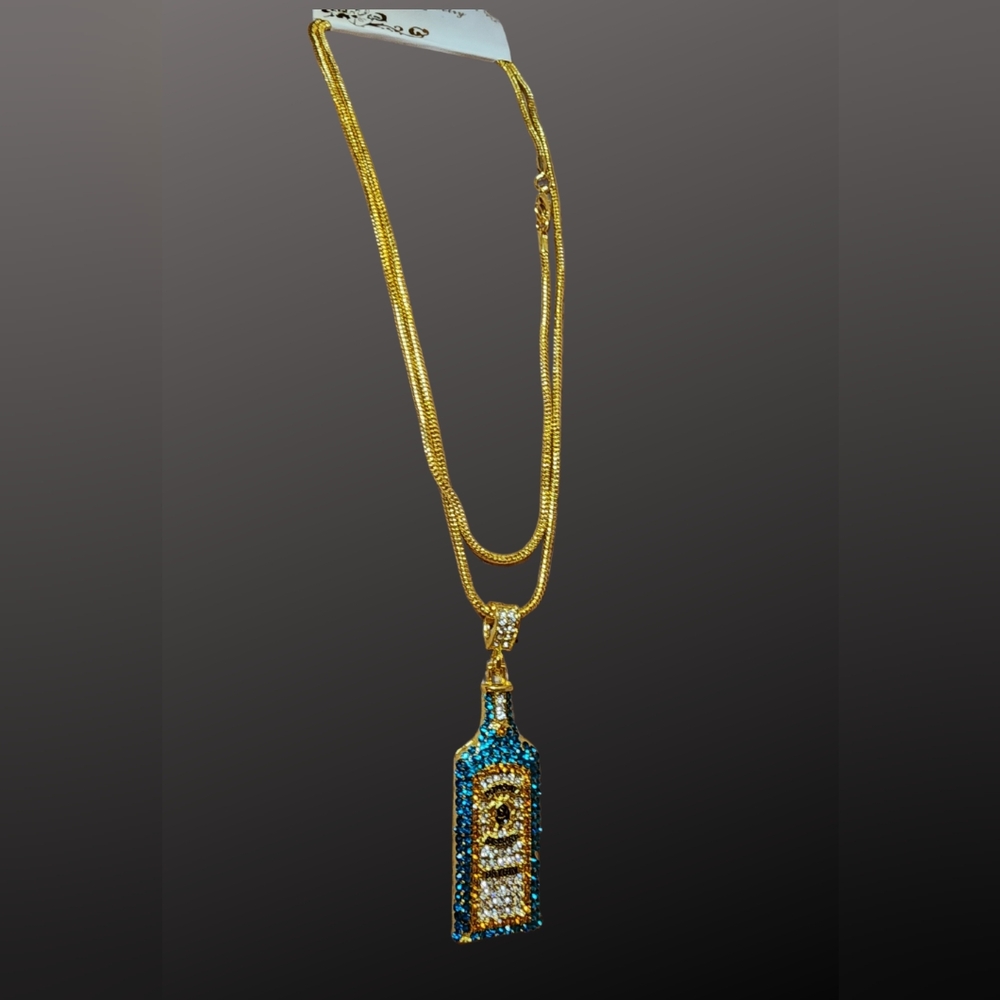 Bombay Gold and Teal Bottle Pendant - Picture 5 of 5